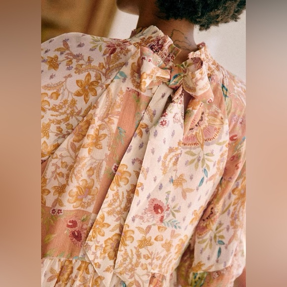 Sezane Estel Dress in Camel Patchwork Size 2 NWT - Picture 13 of 15